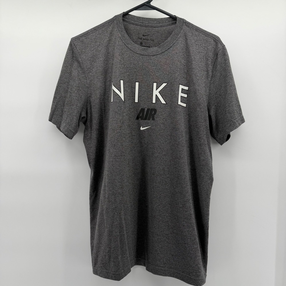 Nike T-Shirt Mens Medium Gray Air Dri-FIT Short Sleeve Graphic Tee Logo